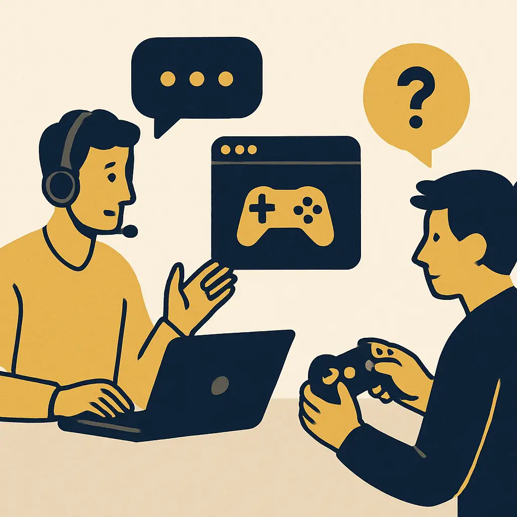Support agent assisting player